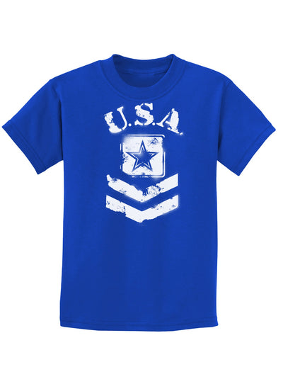 USA Military Army Stencil Logo Childrens Dark T-Shirt-Childrens T-Shirt-TooLoud-Royal-Blue-X-Small-Davson Sales