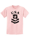 USA Military Army Stencil Logo Childrens T-Shirt-Childrens T-Shirt-TooLoud-PalePink-X-Small-Davson Sales