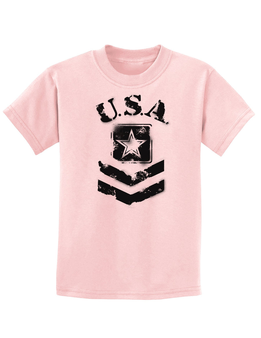 USA Military Army Stencil Logo Childrens T-Shirt-Childrens T-Shirt-TooLoud-White-X-Small-Davson Sales