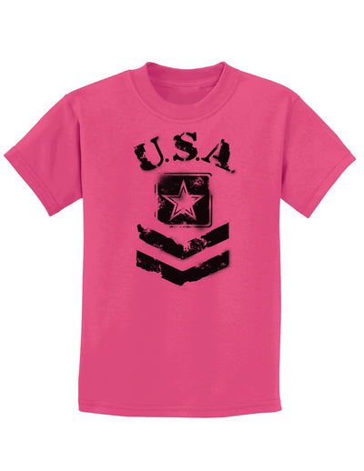 USA Military Army Stencil Logo Childrens T-Shirt-Childrens T-Shirt-TooLoud-Sangria-X-Small-Davson Sales