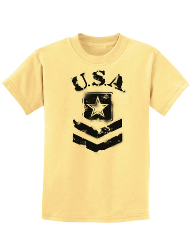 USA Military Army Stencil Logo Childrens T-Shirt-Childrens T-Shirt-TooLoud-Daffodil-Yellow-X-Small-Davson Sales