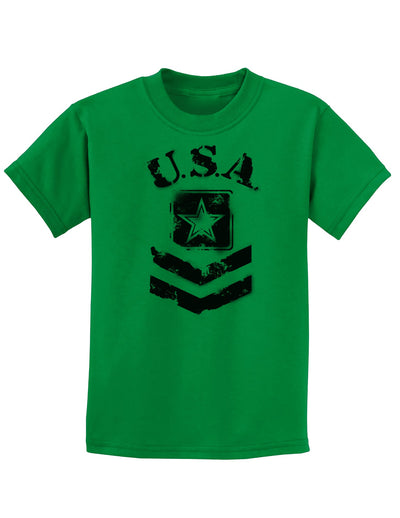 USA Military Army Stencil Logo Childrens T-Shirt-Childrens T-Shirt-TooLoud-Kelly-Green-X-Small-Davson Sales