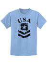 USA Military Army Stencil Logo Childrens T-Shirt-Childrens T-Shirt-TooLoud-Light-Blue-X-Small-Davson Sales