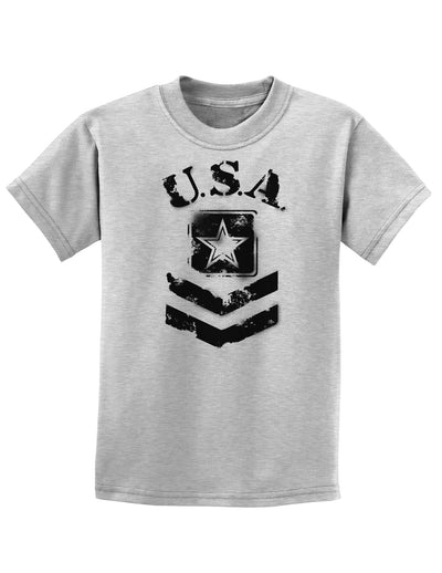 USA Military Army Stencil Logo Childrens T-Shirt-Childrens T-Shirt-TooLoud-AshGray-X-Small-Davson Sales