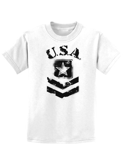 USA Military Army Stencil Logo Childrens T-Shirt-Childrens T-Shirt-TooLoud-White-X-Small-Davson Sales