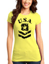 USA Military Army Stencil Logo Juniors T-Shirt-Womens Juniors T-Shirt-TooLoud-Yellow-Small-Davson Sales