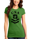 USA Military Army Stencil Logo Juniors T-Shirt-Womens Juniors T-Shirt-TooLoud-Kiwi-Green-Small-Davson Sales