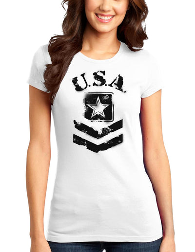 USA Military Army Stencil Logo Juniors T-Shirt-Womens Juniors T-Shirt-TooLoud-White-Small-Davson Sales