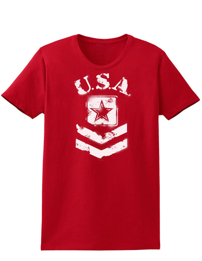 USA Military Army Stencil Logo Womens Dark T-Shirt-TooLoud-Red-X-Small-Davson Sales