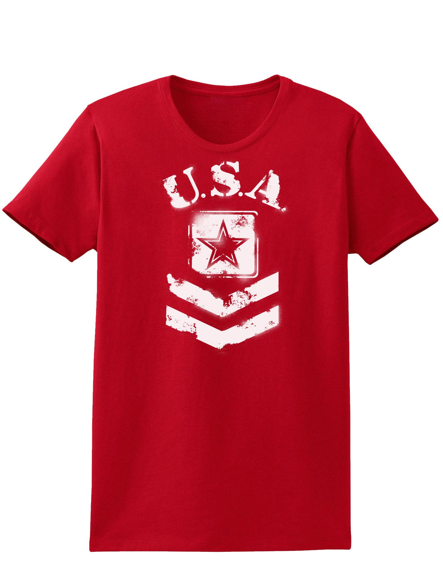 USA Military Army Stencil Logo Womens Dark T-Shirt-TooLoud-Black-X-Small-Davson Sales