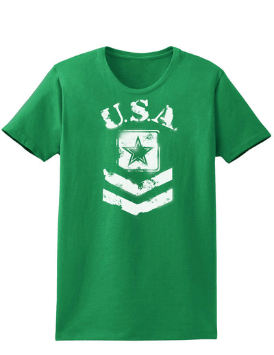 USA Military Army Stencil Logo Womens Dark T-Shirt-TooLoud-Kelly-Green-X-Small-Davson Sales