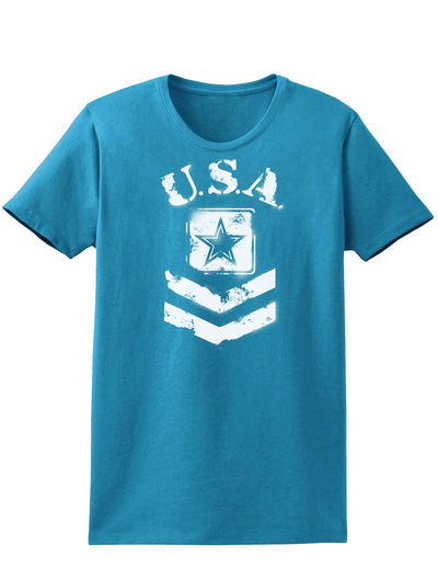 USA Military Army Stencil Logo Womens Dark T-Shirt-TooLoud-Turquoise-X-Small-Davson Sales