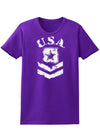 USA Military Army Stencil Logo Womens Dark T-Shirt-TooLoud-Purple-X-Small-Davson Sales