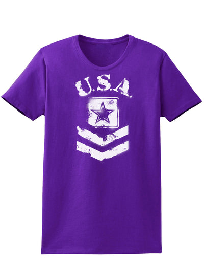 USA Military Army Stencil Logo Womens Dark T-Shirt-TooLoud-Purple-X-Small-Davson Sales