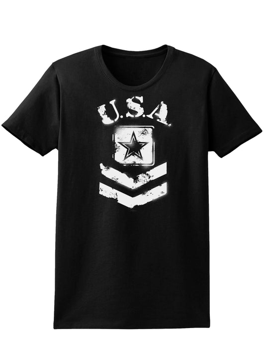 USA Military Army Stencil Logo Womens Dark T-Shirt-TooLoud-Black-X-Small-Davson Sales