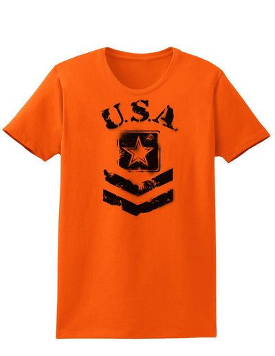 USA Military Army Stencil Logo Womens T-Shirt-Womens T-Shirt-TooLoud-Orange-X-Small-Davson Sales