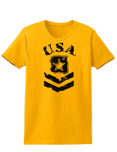 USA Military Army Stencil Logo Womens T-Shirt-Womens T-Shirt-TooLoud-Gold-X-Small-Davson Sales