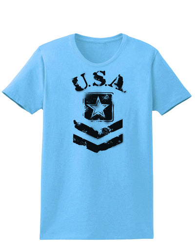 USA Military Army Stencil Logo Womens T-Shirt-Womens T-Shirt-TooLoud-Aquatic-Blue-X-Small-Davson Sales