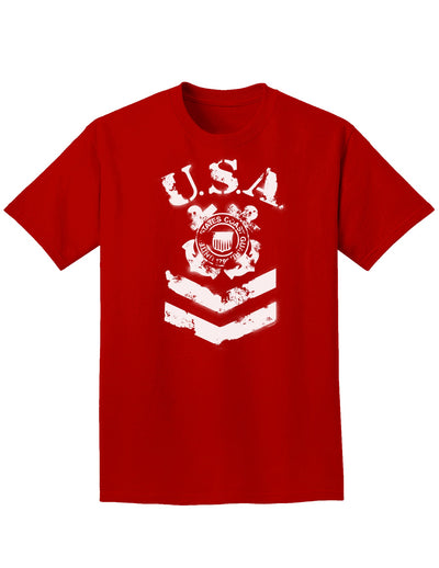 USA Military Coast Guard Stencil Logo Adult Dark T-Shirt-Mens T-Shirt-TooLoud-Red-Small-Davson Sales