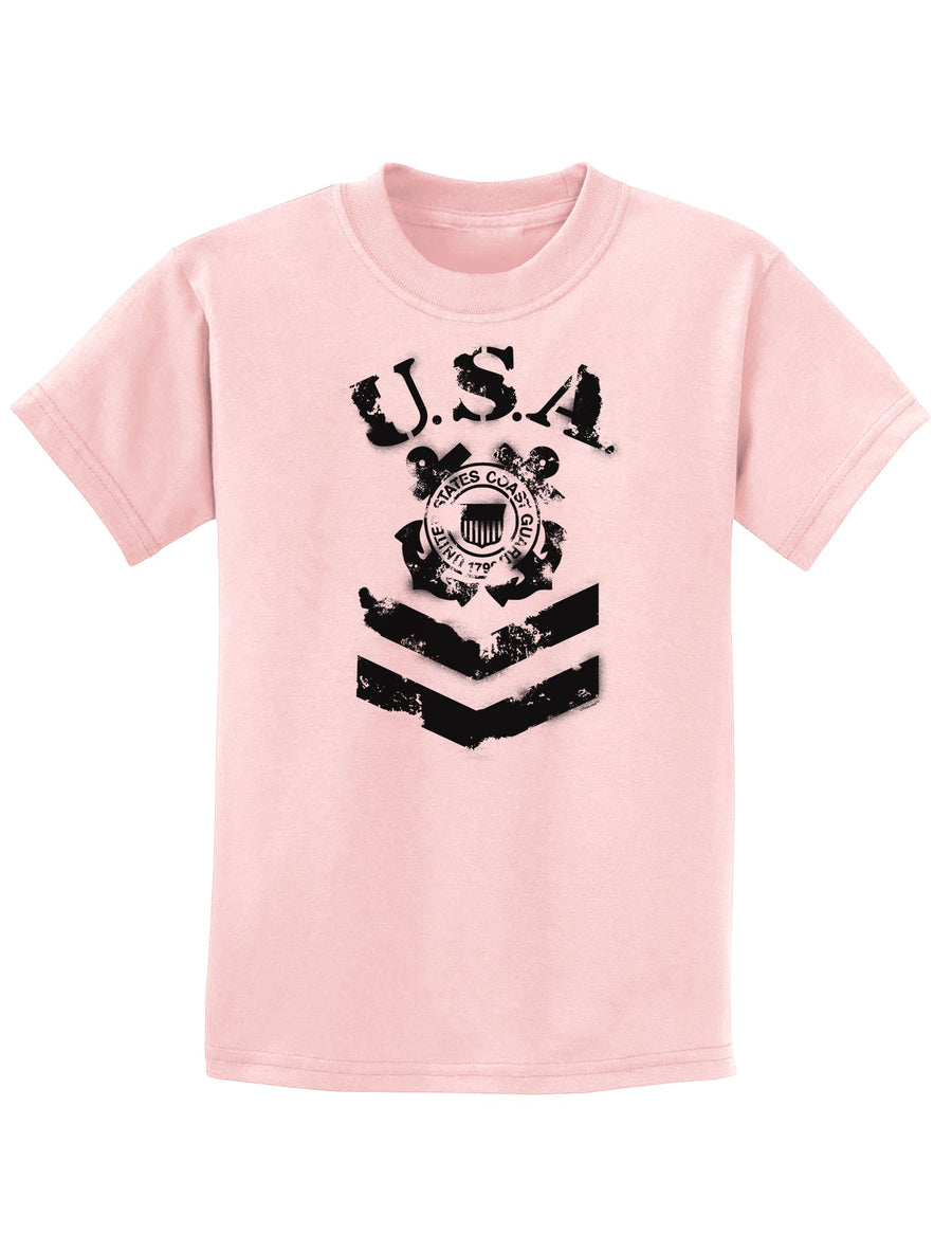 USA Military Coast Guard Stencil Logo Childrens T-Shirt-Childrens T-Shirt-TooLoud-White-X-Small-Davson Sales