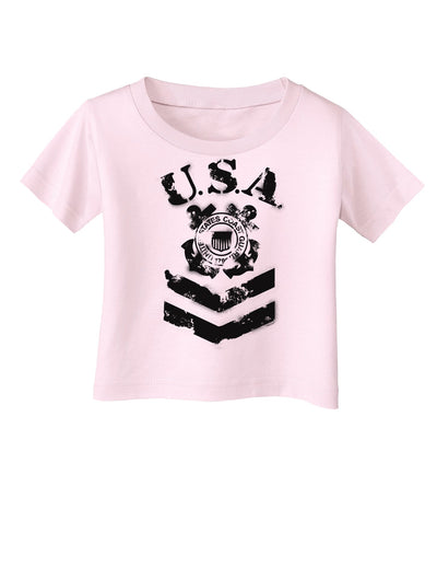 USA Military Coast Guard Stencil Logo Infant T-Shirt-Infant T-Shirt-TooLoud-Light-Pink-06-Months-Davson Sales