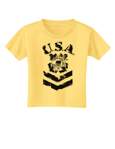 USA Military Coast Guard Stencil Logo Toddler T-Shirt-Toddler T-Shirt-TooLoud-Daffodil-Yellow-2T-Davson Sales