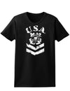 USA Military Coast Guard Stencil Logo Womens Dark T-Shirt-TooLoud-Black-X-Small-Davson Sales