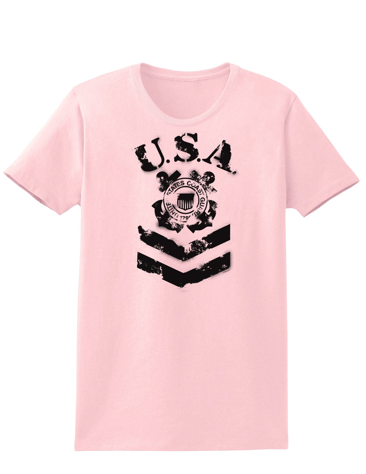 USA Military Coast Guard Stencil Logo Womens T-Shirt-Womens T-Shirt-TooLoud-PalePink-X-Small-Davson Sales