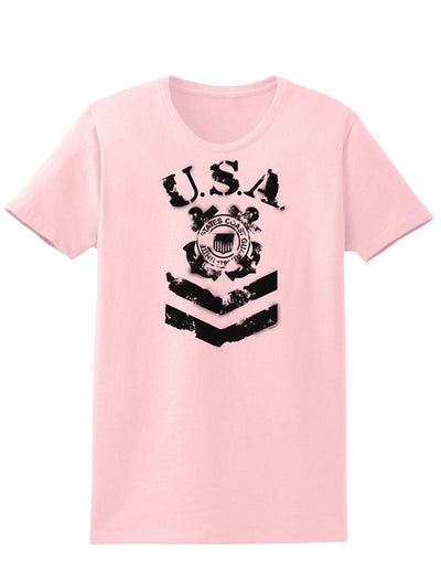 USA Military Coast Guard Stencil Logo Womens T-Shirt-Womens T-Shirt-TooLoud-PalePink-X-Small-Davson Sales