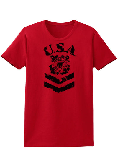 USA Military Coast Guard Stencil Logo Womens T-Shirt-Womens T-Shirt-TooLoud-Red-X-Small-Davson Sales