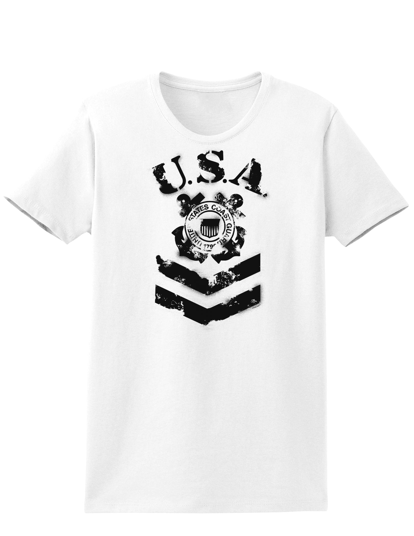 USA Military Coast Guard Stencil Logo Womens T-Shirt-Womens T-Shirt-TooLoud-White-X-Small-Davson Sales