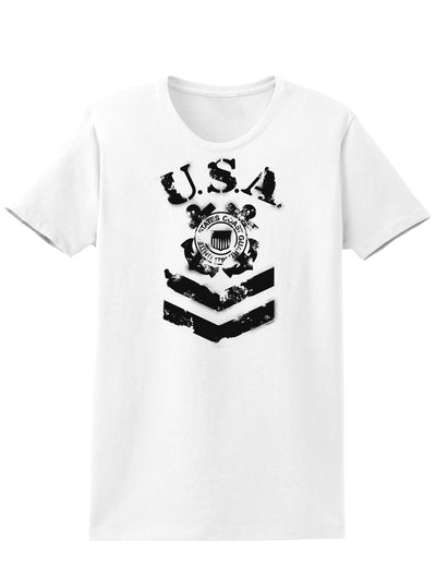 USA Military Coast Guard Stencil Logo Womens T-Shirt-Womens T-Shirt-TooLoud-White-X-Small-Davson Sales