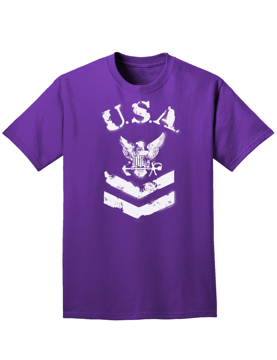 USA Military Navy Stencil Logo Adult Dark T-Shirt-Mens T-Shirt-TooLoud-Black-Small-Davson Sales