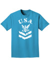 USA Military Navy Stencil Logo Adult Dark T-Shirt-Mens T-Shirt-TooLoud-Turquoise-Small-Davson Sales