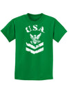 USA Military Navy Stencil Logo Childrens Dark T-Shirt-Childrens T-Shirt-TooLoud-Kelly-Green-X-Small-Davson Sales