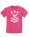 USA Military Navy Stencil Logo Childrens Dark T-Shirt-Childrens T-Shirt-TooLoud-Sangria-X-Small-Davson Sales