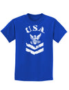 USA Military Navy Stencil Logo Childrens Dark T-Shirt-Childrens T-Shirt-TooLoud-Royal-Blue-X-Small-Davson Sales