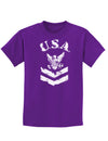 USA Military Navy Stencil Logo Childrens Dark T-Shirt-Childrens T-Shirt-TooLoud-Purple-X-Small-Davson Sales