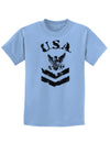 USA Military Navy Stencil Logo Childrens T-Shirt-Childrens T-Shirt-TooLoud-Light-Blue-X-Small-Davson Sales