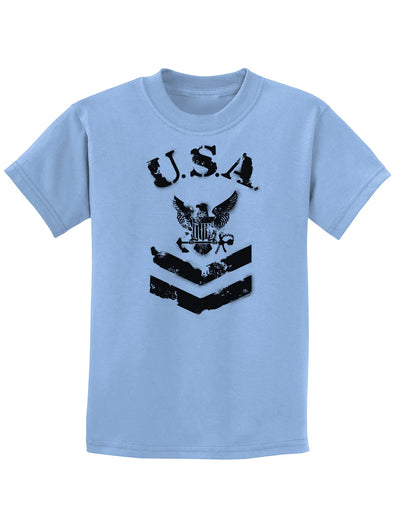 USA Military Navy Stencil Logo Childrens T-Shirt-Childrens T-Shirt-TooLoud-Light-Blue-X-Small-Davson Sales