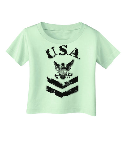 USA Military Navy Stencil Logo Infant T-Shirt-Infant T-Shirt-TooLoud-Light-Green-06-Months-Davson Sales