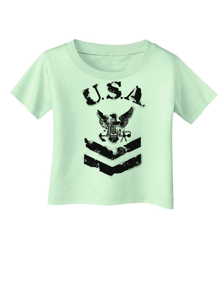 USA Military Navy Stencil Logo Infant T-Shirt-Infant T-Shirt-TooLoud-White-06-Months-Davson Sales