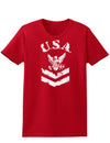 USA Military Navy Stencil Logo Womens Dark T-Shirt-TooLoud-Red-X-Small-Davson Sales