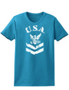 USA Military Navy Stencil Logo Womens Dark T-Shirt-TooLoud-Turquoise-X-Small-Davson Sales