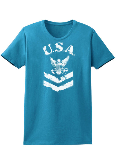 USA Military Navy Stencil Logo Womens Dark T-Shirt-TooLoud-Turquoise-X-Small-Davson Sales