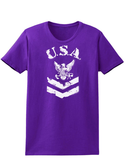 USA Military Navy Stencil Logo Womens Dark T-Shirt-TooLoud-Purple-X-Small-Davson Sales