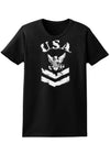 USA Military Navy Stencil Logo Womens Dark T-Shirt-TooLoud-Black-X-Small-Davson Sales