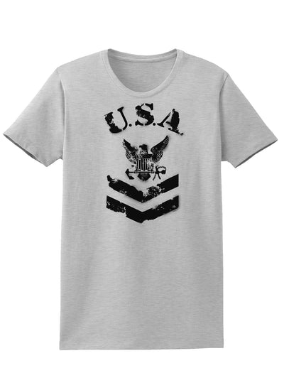 USA Military Navy Stencil Logo Womens T-Shirt-Womens T-Shirt-TooLoud-AshGray-X-Small-Davson Sales