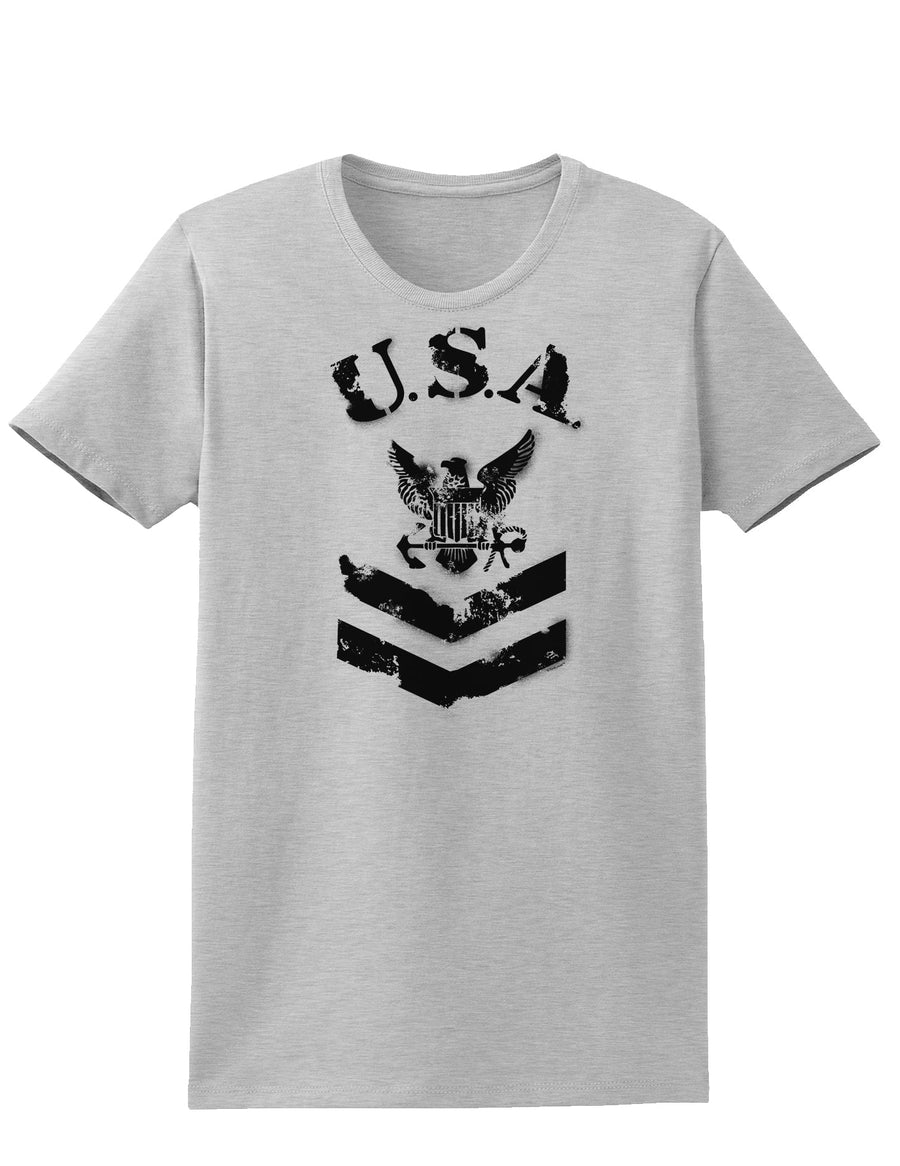 USA Military Navy Stencil Logo Womens T-Shirt-Womens T-Shirt-TooLoud-White-X-Small-Davson Sales