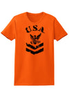 USA Military Navy Stencil Logo Womens T-Shirt-Womens T-Shirt-TooLoud-Orange-X-Small-Davson Sales